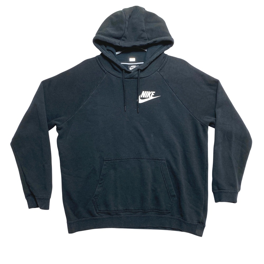 Nike Hoodie Mens Large Black Fleece Raglan Sleeve Pullover